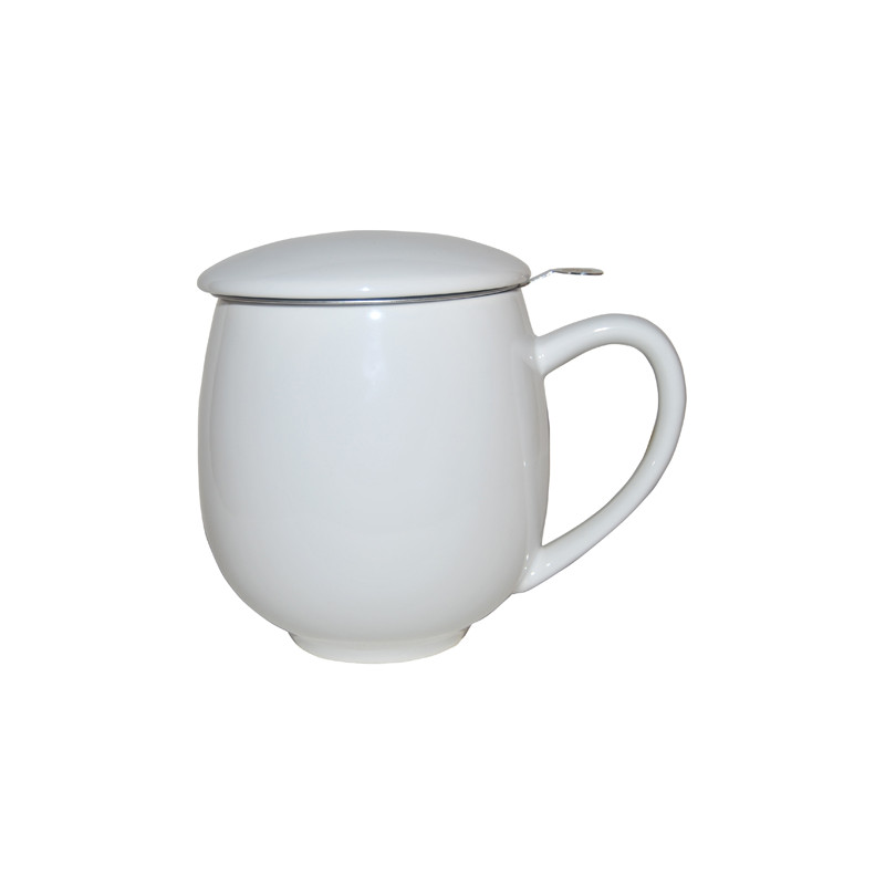 Taza de Te con Filtro y Tapa 400ml - Ceramica - Mantiene Caliente la  Infusion - Blanca Brillante : : Hogar y cocina